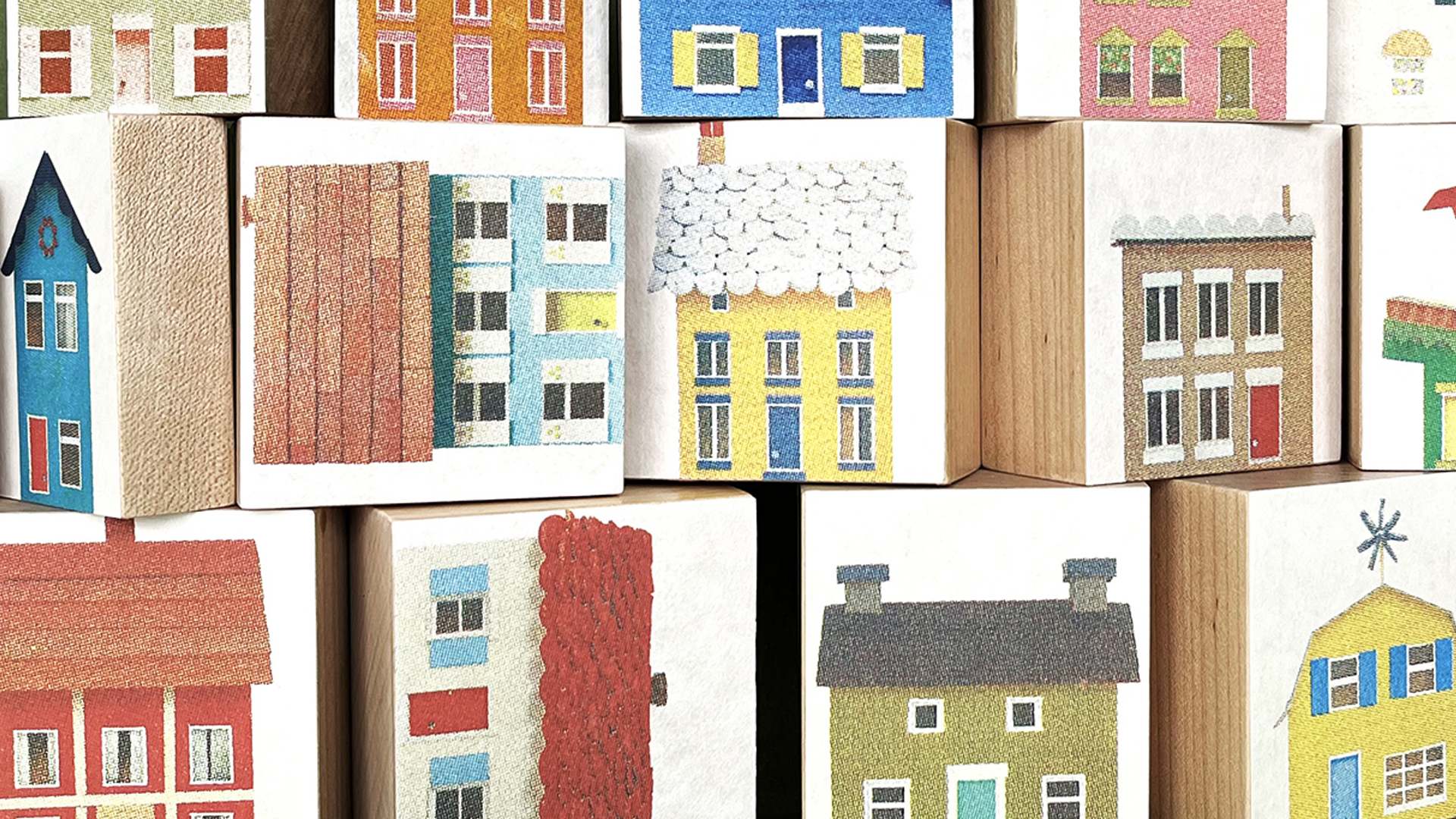 Claudine Crangle, Building Blocks, 2026. Detail of work in progress. Screenprinted Japanese washi paper on wooden blocks. Dimensions variable.