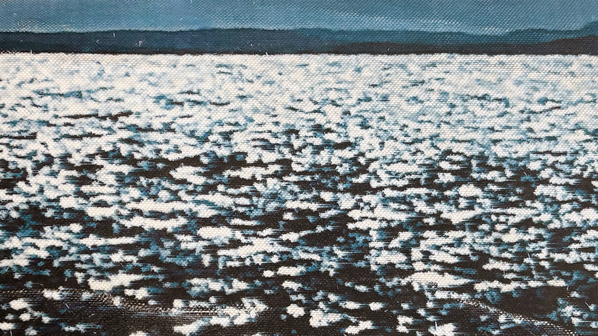 Özge Dîlan Arslan, Tracing What the Sea Alters, 2026. Detail of work in progress. Mixed media: patchworked linen, photographic gel transfers, screenprinted symbolic forms, and sewn elements. Dimensions variable.